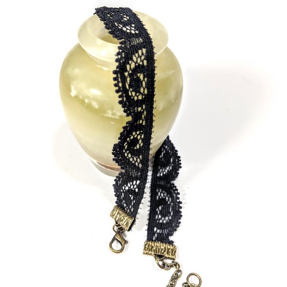 Black Lace Choker Tattoo Necklace with Clasp - Picture 2 of 4